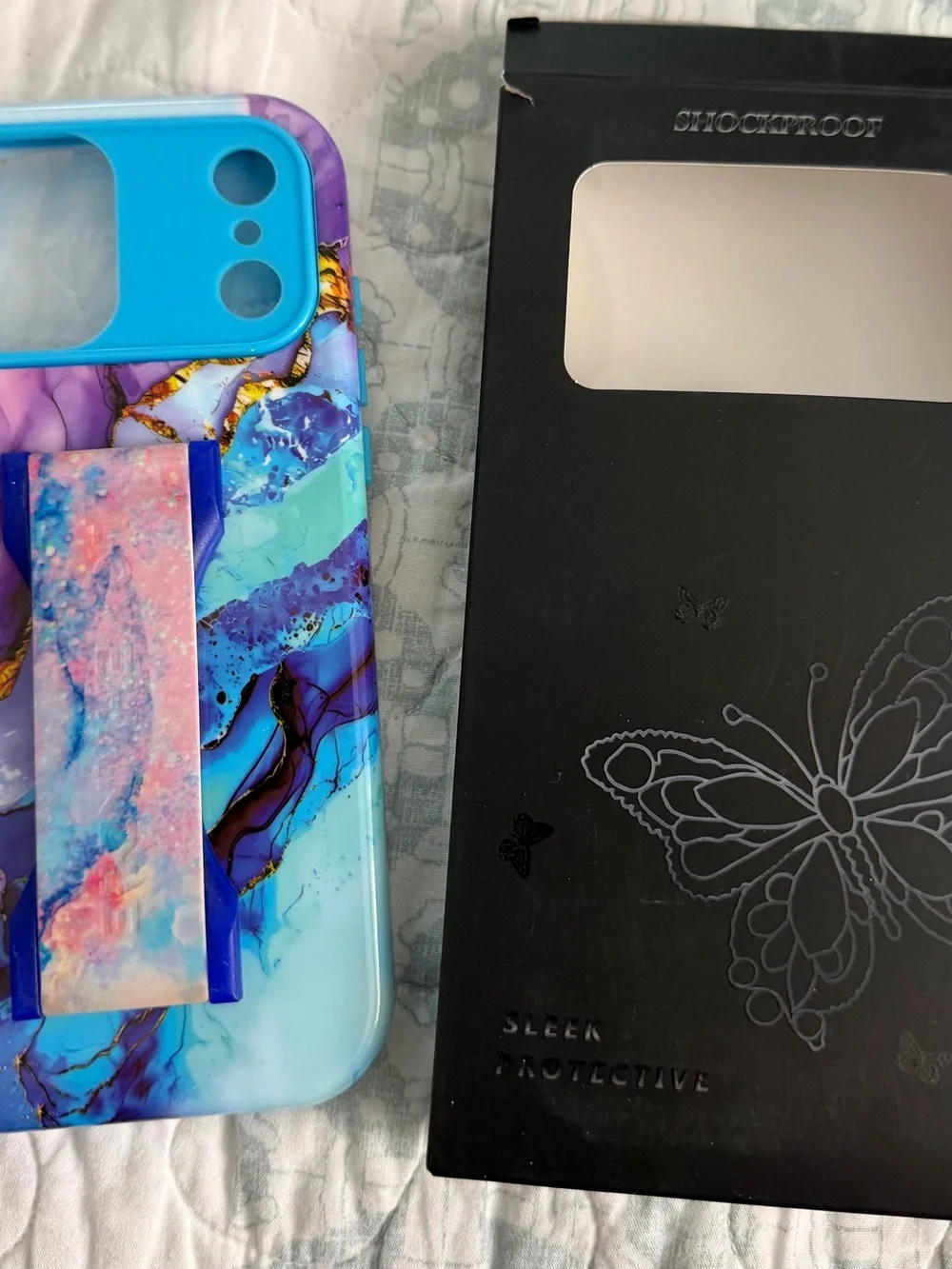 Shockproof Purple & Blue Marble Phone Case with Stand